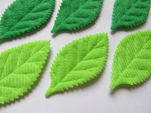 Image of YYCRAFT Pack of 90 Padded 2-Faced Felt Velvet Leaf Appliques /Craft Green