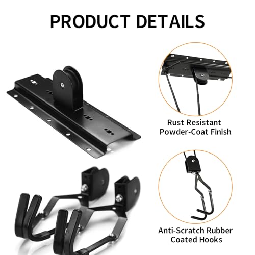 OZHOMY 4 PCS Bike Lift Hoist Heavy Duty Bicycle Ceiling Storage Rack Bicycle Garage Storage Rack, Bike Lifter for Garage Indoor Storage Maximum Load 55 lbs by OZHOMY - Image 2