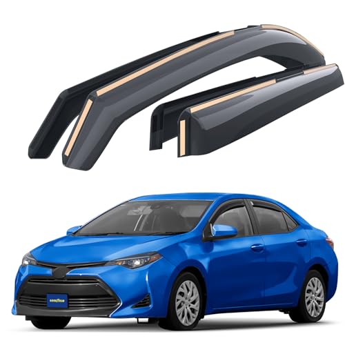 Goodyear Shatterproof in-Channel Window Deflectors for Toyota Corolla 2014-2019 Sedan, Rain Guards, Window Visors for Cars, Vent Deflector, Car Accessories, 4 pcs - GY007954