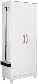 Armário Multiuso Organizador Lavanderia 2 Portas 4 prateleiras New Iris Moval Castanho Wood