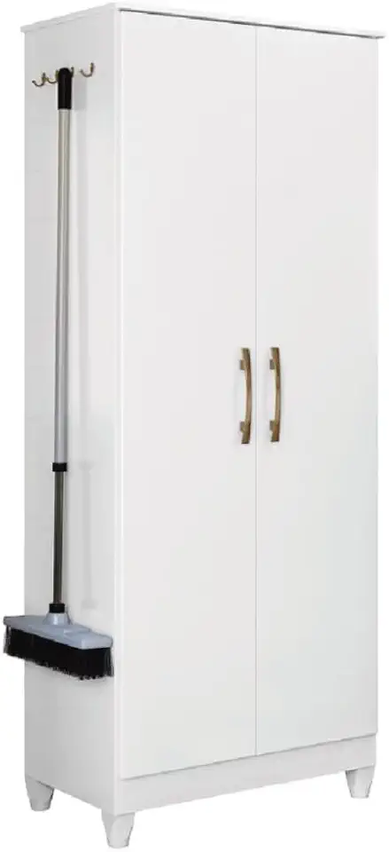 Armário Multiuso Organizador Lavanderia 2 Portas 4 prateleiras New Iris Moval Castanho Wood