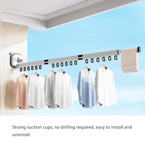 Étendoir à linge rétractable et pliable sans perforation 49.6 pouces