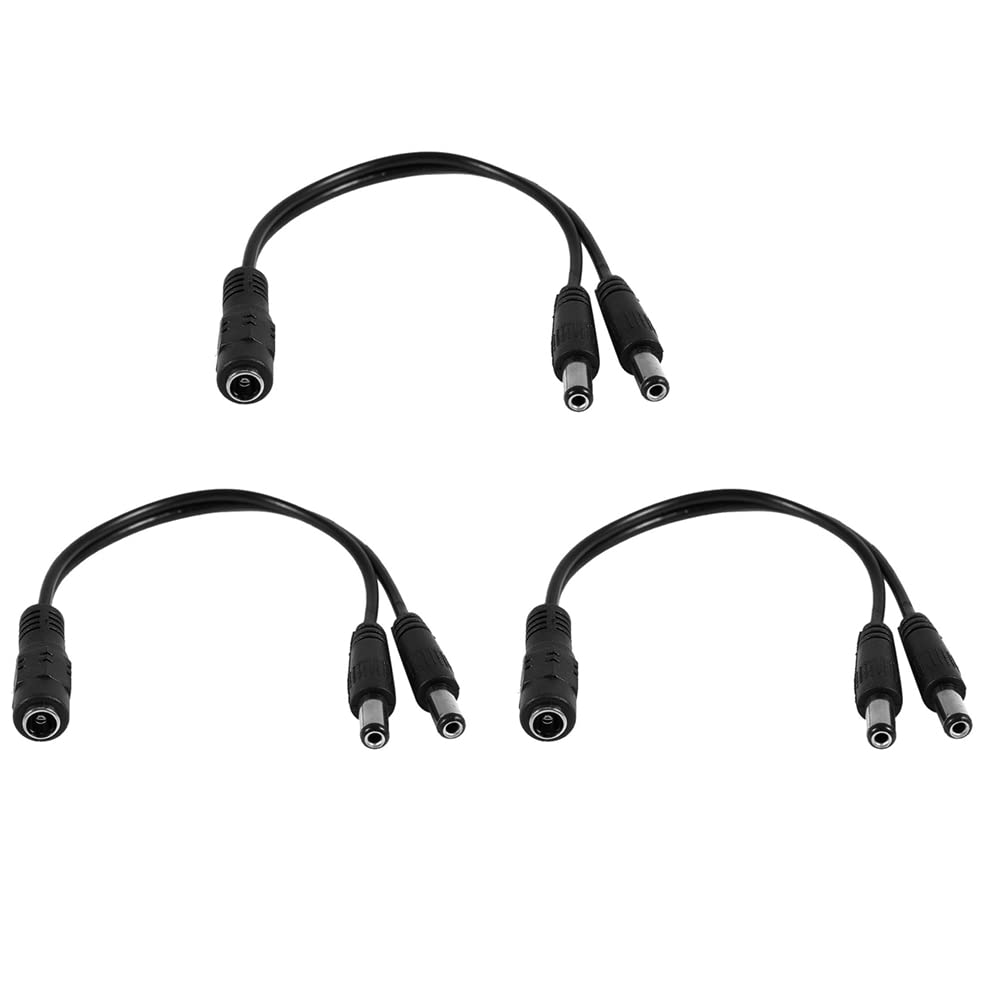 Jnchdghwa Women's Black 3Pcs 5.5X2.1mm 1 To 2 M/F Dc Power Splitter Cable For Security Cctv Camera