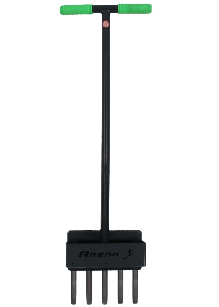 Arena Aerifizierer mit Auffangbehälter – Profi Aerifiziergabel inkl. 5 Röhrenspoons – für Rasenbelüftung & Bodenlockerung – Made in Germany – robust & erweiterbar