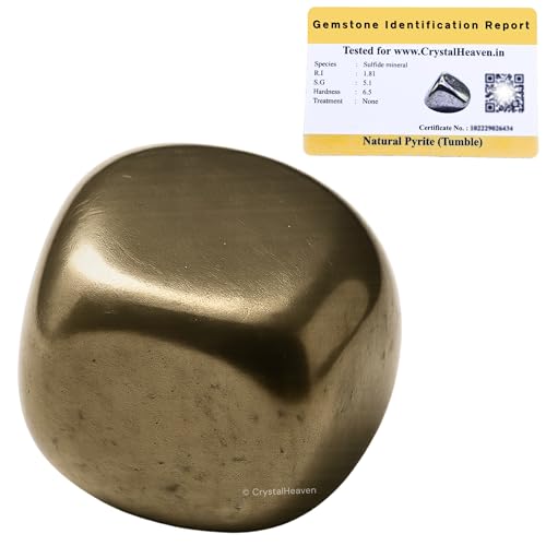 Image of Crystal Heaven Pyrite Healing Tumbled Stone,Natural Polished Crystals For Diy Crafts,Manifestation,Meditation,Pooja Feng Shui And Reiki Healing(30 Grams)