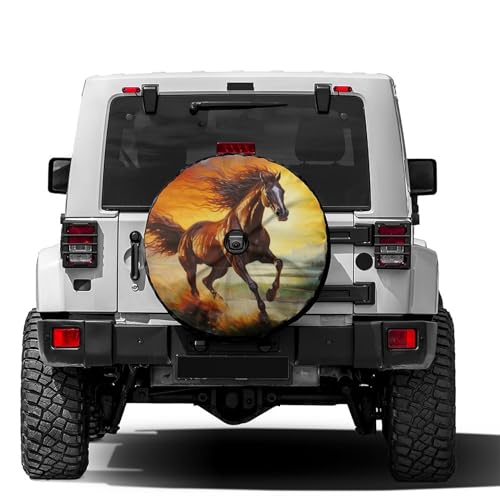 Image of Delerain Spare Tire Cover with Backup Camera Hole Brown Horse Wheel Covers Sun Protection Waterproof for Jeep Truck RV Trailer SUV and Many Vehicle (14 Inch for Diameter 23 inch-27 inch)