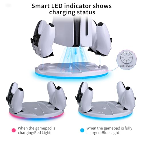 Estação de carregamento de suporte e controlador duplo para PS5 Slim. Suporte vertical RGB PS5 legal