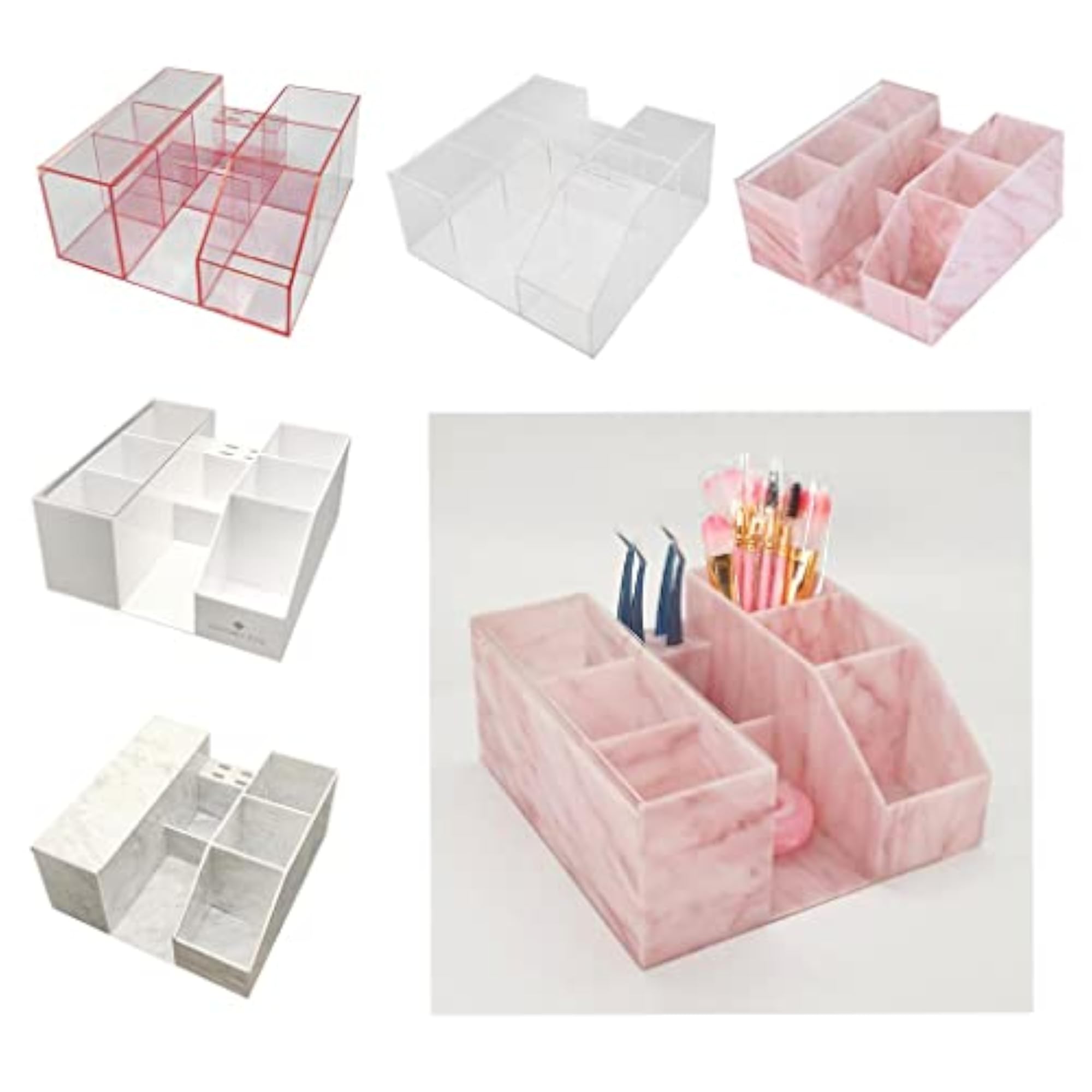 LOSA Cosmetic Organizer for Eyelash Extension Tools, Pink Marble
