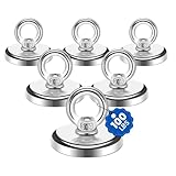 MIKEDE Strong Neodymium Fishing Magnets 6 Pack, 100 lbs(45KG) Pulling Force Rare Earth Magnet with Countersunk Hole Eyebolt Diameter 1.26 inch(32 mm) for Retrieving in River and Magnetic Fishing