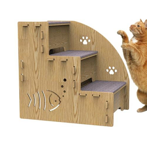 Hundetreppe, 3-stufige Haustiertreppe aus, Hundetreppe, kleine Hundesofaleiter, rutschfeste Haustierrampentreppe für kleine Hunde, Katzen und andere kleine Haustiere