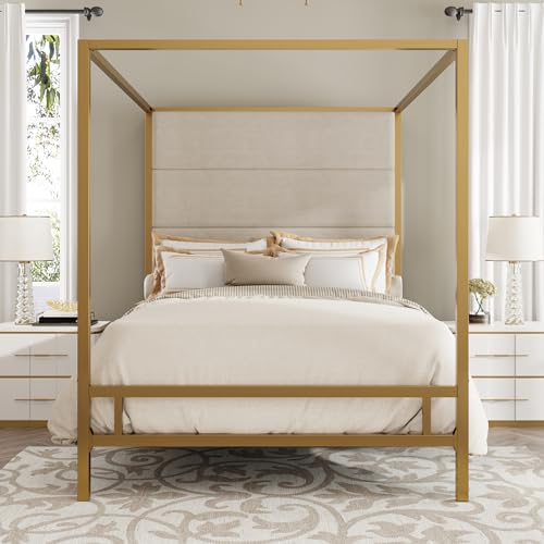 LUMISOL King Metal Canopy Bed Frame