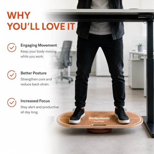Image of Standing Desk Balance Board - Lightweight & Portable 28 inchx13 inch Wobble Board for Active Standing, Improving Balance & Core Strength at Office or Home