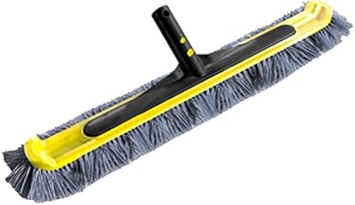 JED Pool Tools 70-279 Commercial Wide Reach In Ground Swimming Pool Nylon Bristle Brush with Enameled Aluminum EX Clip Handle, 20 Inch