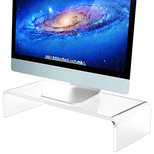 Clear Computer Stand, Acrylic Computer Monitor Riser with Sturdy, Hold up to 50lbs Desktop Monitor Stand Heavy Duty Computer Stand Acrylic, Monitor Stand Riser for Ergonomic Working