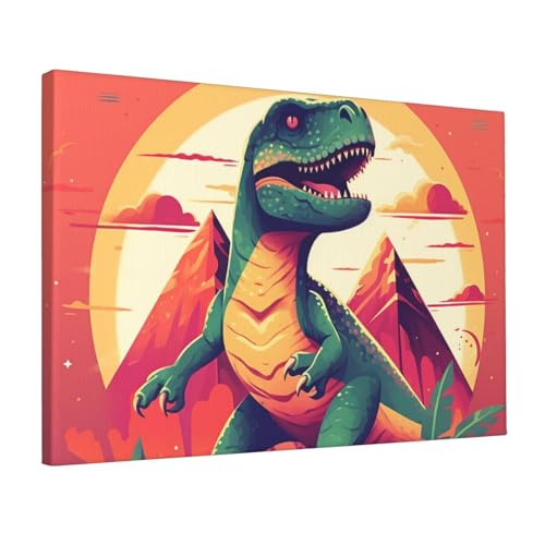 Skateboard dinosaure impression sur toile sans cadre 30x45cm deco murale chambre salon