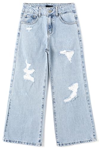 Pantalones vaqueros acampanados para niñas vaqueros suaves de pierna ancha rasgados