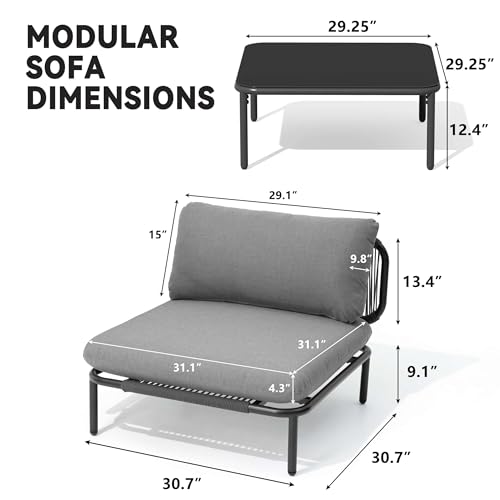 Image of Crestlive Products Outdoor Patio Furniture Set with Coffee Table, 8 Seater Modular Oversized Patio Conversation Set with Cushions, Modern Sectional for Backyard, Deck, Porch, or Poolside