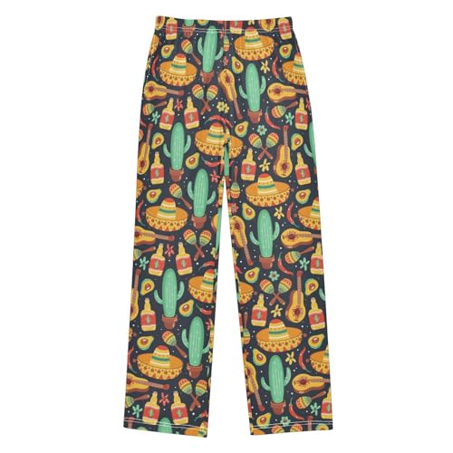 Cactus Chilli Pepper Boys Long Pants Soft Trousers Elastic Waist Kids Lounge Bottoms with Pockets S-XL