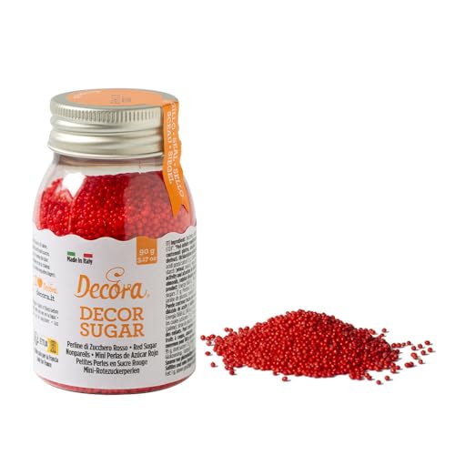 Decora 2081138 Pacote de 90 g de pérolas de açúcar vermelho