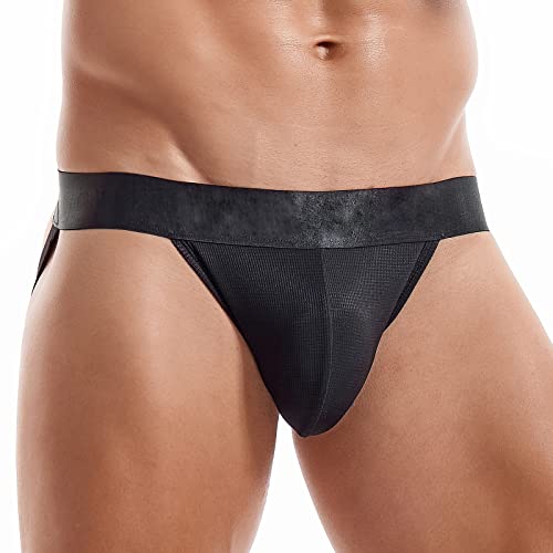 Freenfond Men's Jock Strap, Wide Band Male Underwear Jockstrap Athletic Supporter For Gym Vasectomy Rugby Marathon Training (As1, Alpha, X_L, Regular, Regular, Black) #TOP3