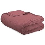Comfy Cubs Queen Muslin Blanket, Extra Large Size 90” x 90”, 6 Layer Cooling Cotton Softness, Breath