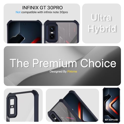 Image of Pikkme Back Cover for Infinix GT 30 Pro 5G | Ultra Hyrbid | Full Camera Protection | Raised Edge | Crystal Clear Transparent Bumper Case (Blue)