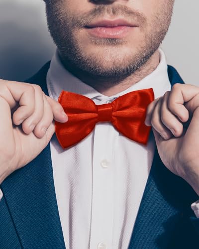 Image of Hercicy 20 Pieces Bow Ties for Men, Formal Satin Solid Tuxedo Adjustable Length Pre Tied Bow Ties for Wedding Celebration