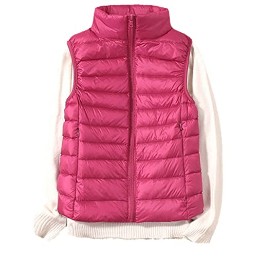 Doudoune sans manches ultra légère pour femme XXL rose rouge en plumes de canard