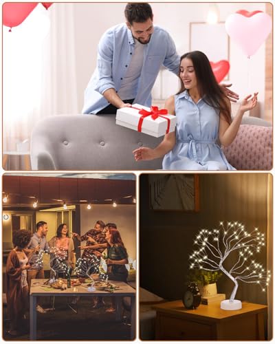 Xaosin Lámpara Árbol Bonsai 108 LED - Luces Decorativas USB o Pilas, Luz de Abedul Ajustable para Navidad, Decoración Hogar y Habitación - imagen 7