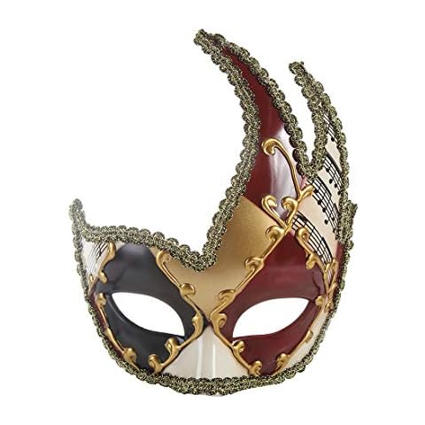 Mask Masquerade Vintage Retro Venetian Crack Party Mardi Gras Costume Halloween - Red - One size Cover
