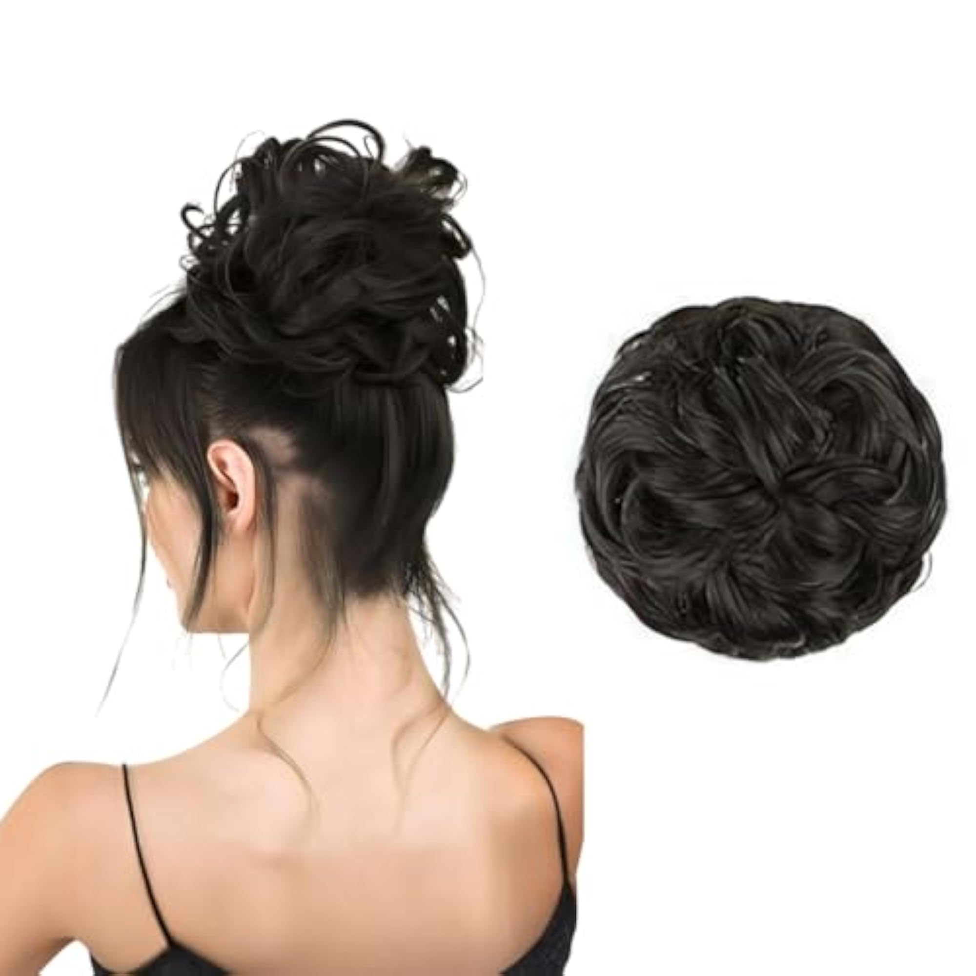 Black Synthetic Bun Extension And Wigs Artificial Juda