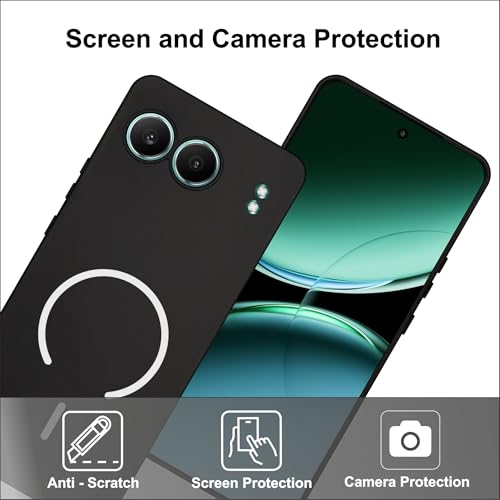 Image of SBMS Silicone Back Cover Case for OnePlus Nord 4 5G | Soft Micro-Fibre Lining Inside | Magsafe Print On Back Side Camera Protection Bump | Shockproof Case OnePlus Nord 4 5G (Black)