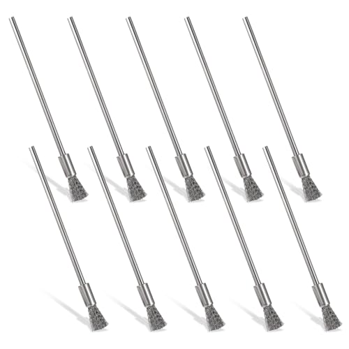 Image of 10 Pieces Extended Stainless Steel Wire Steel Cleaning End Brushes Pen Wire Brush Rust Paint Removal Bits Polishing Rotary Tools (6 mm end Brush)