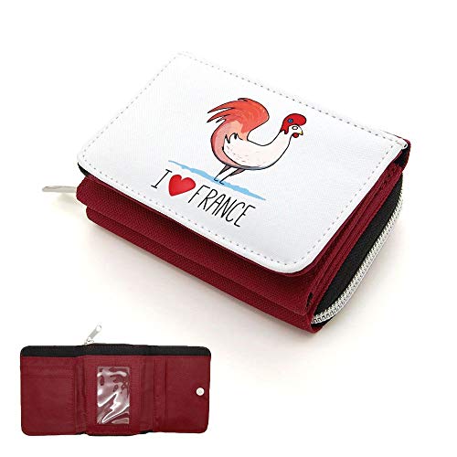 Portafoglio con aletta portamonete i Love France Gallo taglia unica rosso