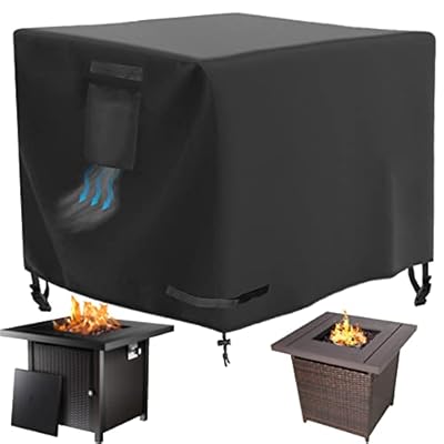 WICKTICK Square Gas Fire Pit Cover 32 x 32 x 24 Inch, Waterproof & 600D Heavy Duty Fire Table Cover for 28x28, 30x30, 32x32 Inch Patio Tall Propane Firepits