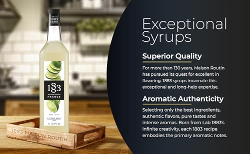 Image of 1883 Lime Syrup for Drinks, Made in France, 1 Liter Glass Bottle