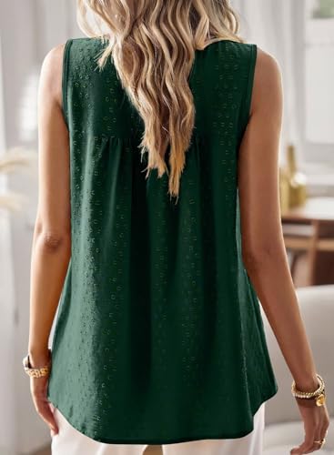 Image of Falechay Womens Summer Tops Boho Shirts Crewneck Sleeveless Tank Tops Flowy Lace Hem Casual Blouses Clothing Trendy 2026