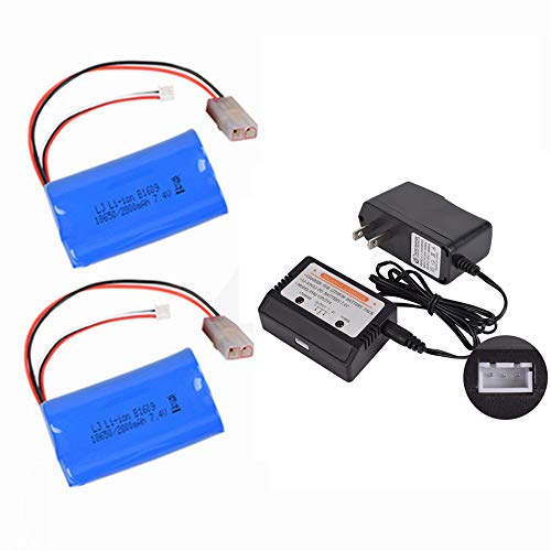 CBB 7.4v 2800mah Li-ion Battery for Heng Long RC Tank MJX RC Aircraft with L6.2-2P Plug 2 Pack and...