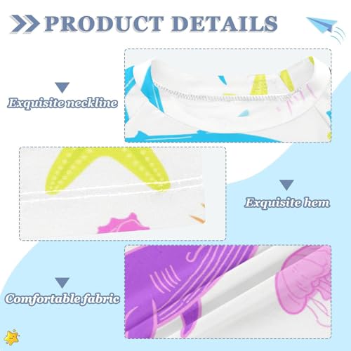 Fluorescent Green Yellow Sea Animal Turtle Whale Seahorse Short Sleeve Kids Bathing Suits Boys Swimsuits for Little Girls Kids Rash Guard for 3-12 Years Traje de bano para nino3