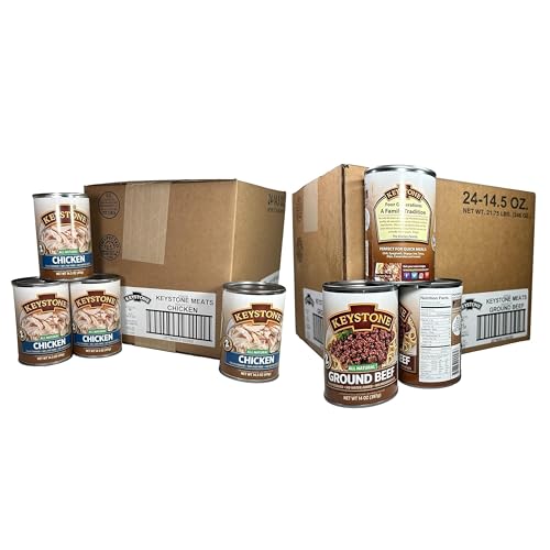 Keystone All-Natural Canned Meat – Ground Beef 14 oz & Chicken 14.5 oz, Fully Cooked, Ready to Eat, 5-Year Shelf Life, Emergency & Pantry Food, Made in USA (Pack of 48 Total) image 5