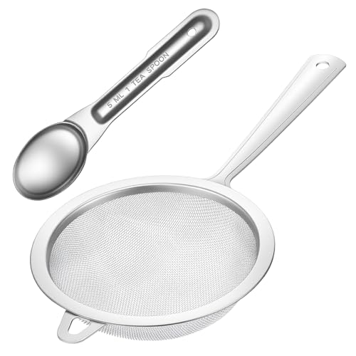 304 Edelstahl Sieb Küche, Mit Griff Und Sieb Küche Edelstahl, Küchensieb 22 Cm Für Quinoa, Siebenr, Gemüse, Obst, Tee, Puderzucker