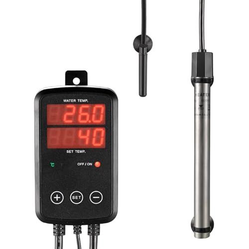 Image of Titanium Aquarium Heater 800W, Submersible Fish Tank Heater with Digital Display Temperature Controller, 0℃-40℃ Adjustable, Fast Heating for 100 ~ 150 Gal Saltwater Freshwater Fish Tank, MX-9015(800W)