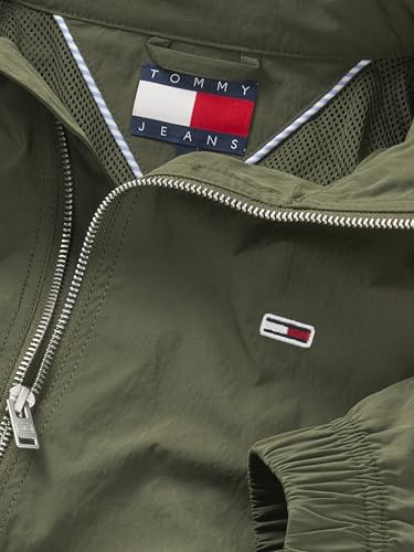 Tommy Jeans Herren Windbreaker Jacke Essential Stehkragen, Grün (Fatigue Green), S – Ansicht 4