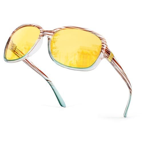 SIPHEW Night Driving Glasses for Women, Anti Glare Polarized Yellow Lens Night Vision Glasses for Nighttime/Rainy/Foggy.