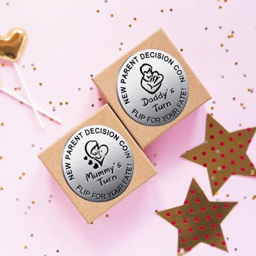 Image of New Parent Decision Coin Funny Pregnancy Gifts for First Time Moms Dads, Cute New Parents Gift Mommy Daddy Couples Gift Ideas, Gag Gift for Shower Birthday Fathers Day,Silver