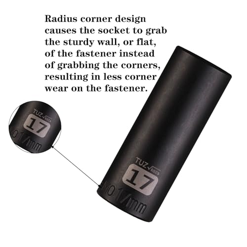 Image of 3 /8 inch Square Drive 17mm Metric Impact Socket,Hex Deep Socket Design,CR-MO Steel for Nut repair for Any Application
