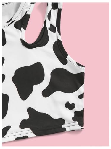 Milumia Girl 2 Pack Tank Tops Cow Print Cut Out Round Neck Sleeveless Crop Tops3