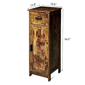 Tianlang Retro Industrial Storage CabinetFloor Cabinet with 1 Drawer and 1 DoorsMultifunctional Cabinet for Living RoomKitchenBathroomEasy to Place Stable Wood FrameRetro Brown LJBC001F