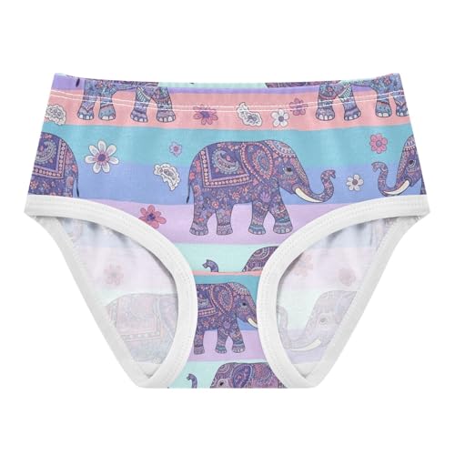 Girls Panties, Elephants Toddler Girl Briefs, Cotton Underwear for Girls, 2T–8 Years