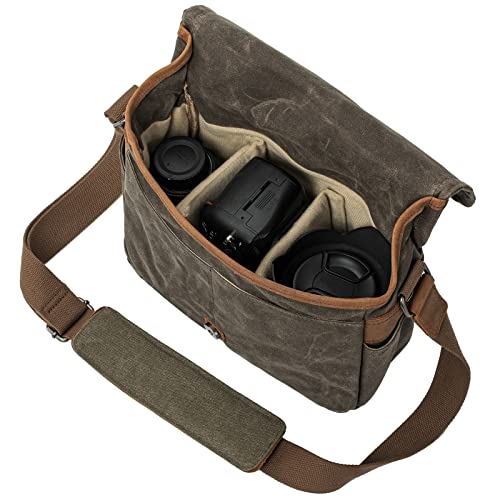 Camera Bag, Slr Dslr Waterproof Canvas Camera Case, Vintage Padded Shoulder Bag For Women And Men (Army Green) #TOP2